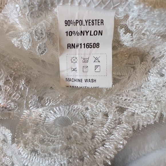 #A259   FT INC  Romantic  White Embroidered  Mesh Top, Sequins NWT XL - Picture 6 of 11